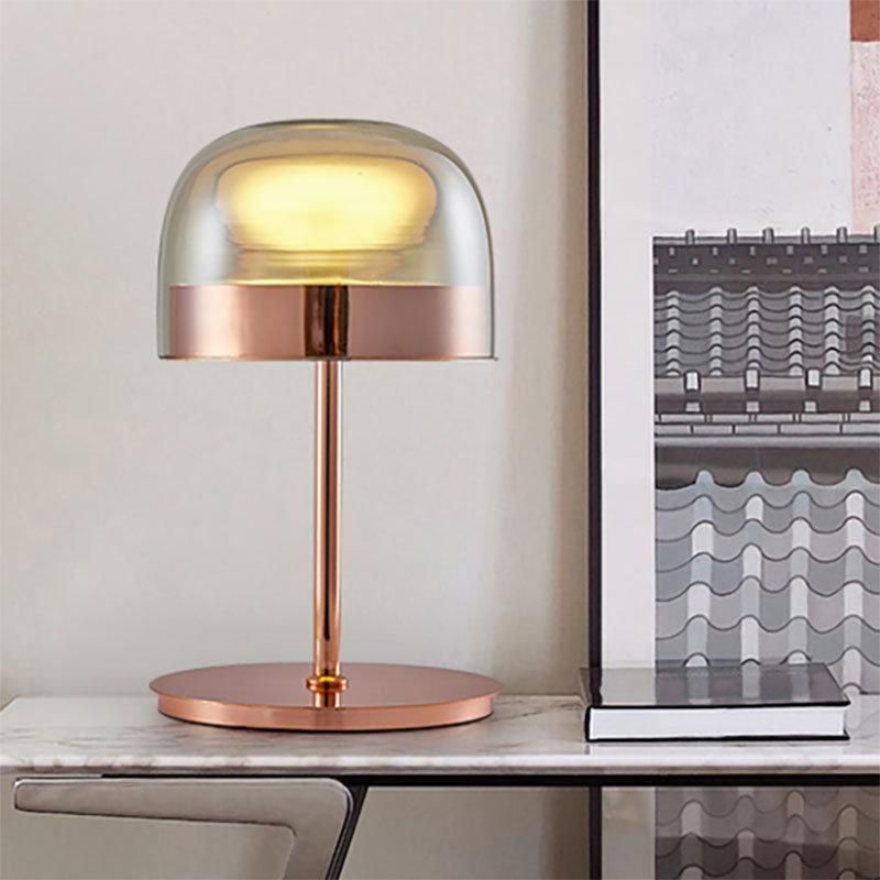 Modern Contemporary Rose Gold Metal LED Desk Table Lamp Light Home Decoration Glass Shade Reading Lighting LED Northern Europe Table Lamp