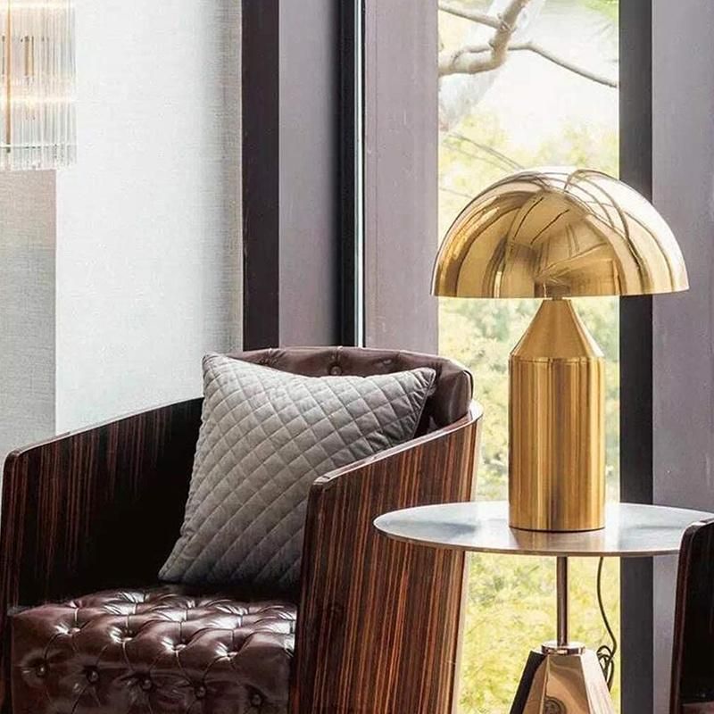 Minimalist Postmodern Bedroom Nordic Decorative Creative Mushroom Bedside Table Lamp for Hotel Metal Modern LED Hotel Table Light