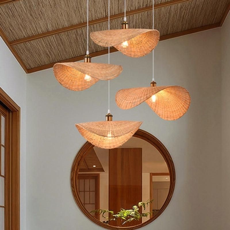 Chinese Hand Knitted Bamboo Pendant Lights Weaving Hanging Lamp Garden Restauran Bamboo Chandelier (WH-WP-26)