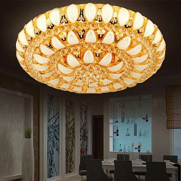 Round Gold Flush Crystal Ceiling Lights Lamp Fixtures for Indoor Home Lighting Fixtures (WH-CA-10)