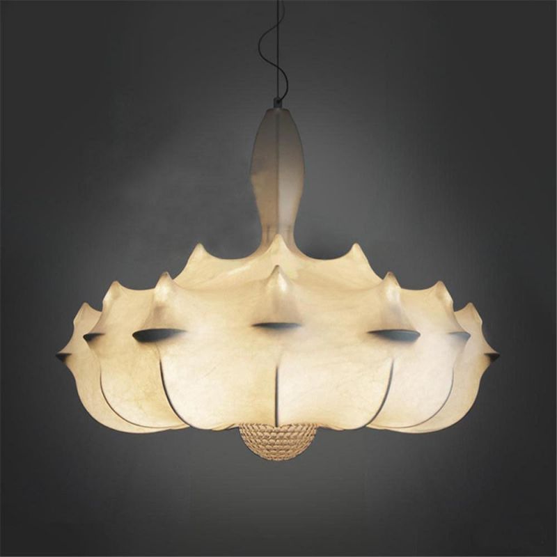 Modern Chandeliers Cream Natural Silk Lampshade Pendant Lamp