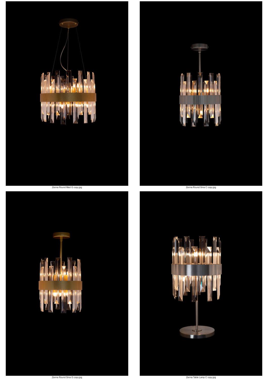 CE European Hot Selling Luxury Round Gold LED Crystal Pendant Light Decoration Modern Rectangle Chandelier Decor Hanging Lamp for Villa Hotel Project Lighting