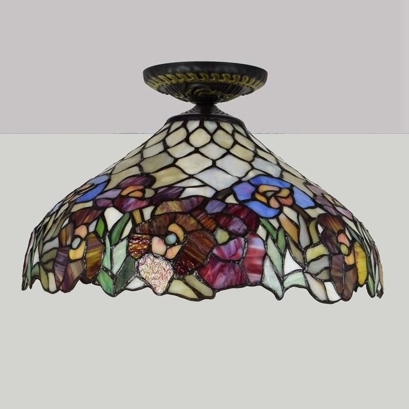 European Countryside Vintage Tiffany Multi-Color Glass Restaurant Bedroom Industrial Lighting Rustic Lamp (WH-TA-27)