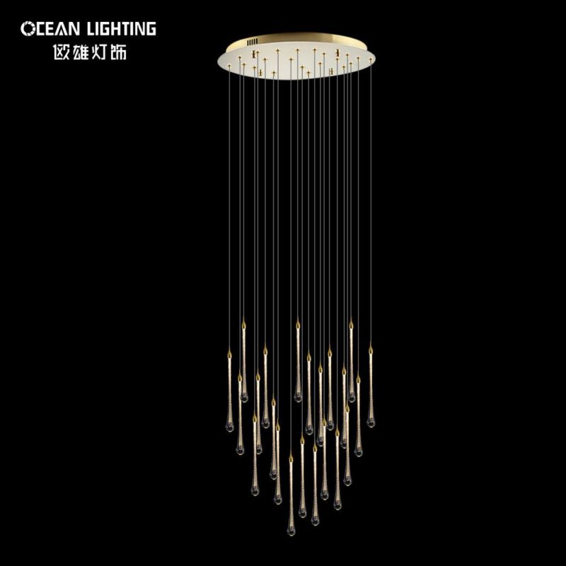 Indoor Water Drop Warm Lighting 3000K Metal Crystal 22*3W Chandelier
