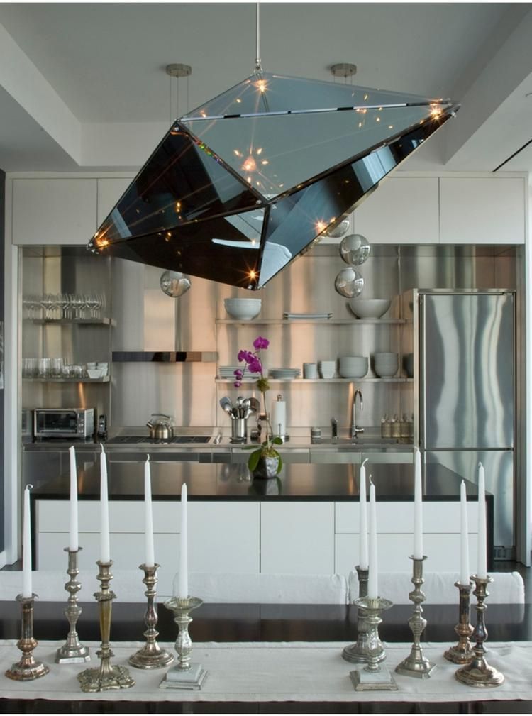 Post-Modern LED Diamond Glass Pendant Lights Restaurant Rhombic Polyhedron Hanging Lamps (WH-GP-98)