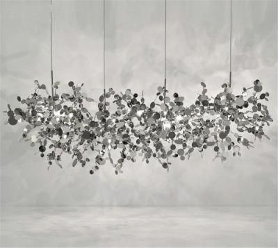 Chandelier Argent Lighting Hand Made Stainless Steel Leaf Chandelier Lamp for Living Room/Bedroom Home Art Deo Lighting