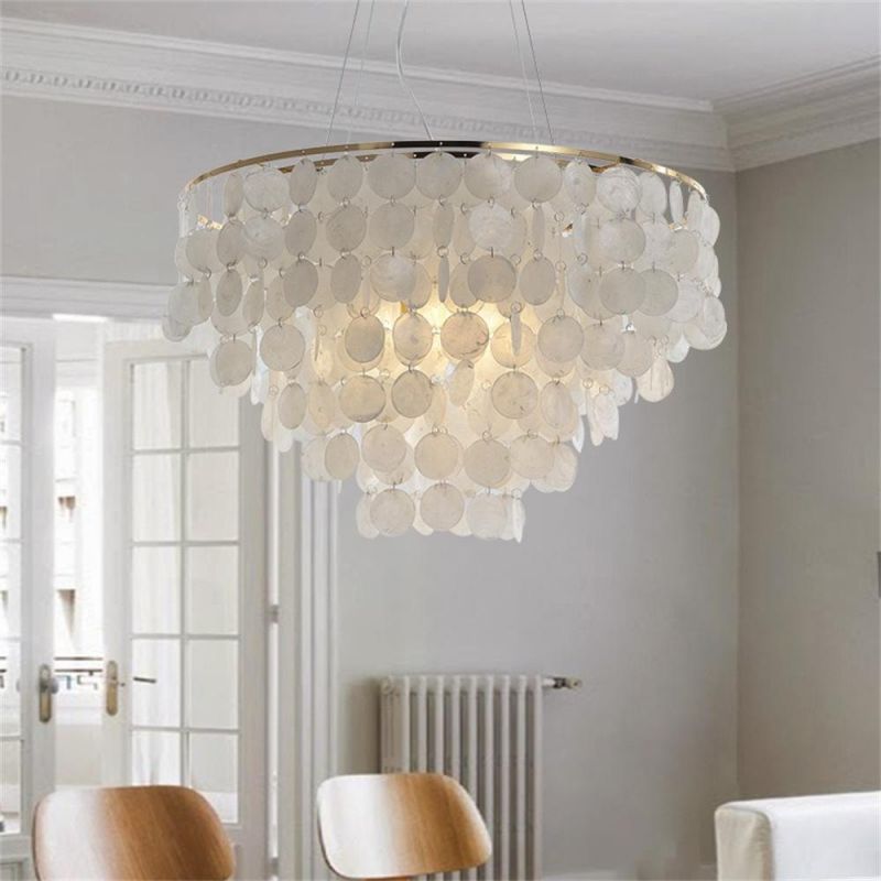 Modern Shell Chandelier Gold Chrome Metal Living Room Restaurant Hanging Light Fixtures Hotel Hall Hanglamp Luminaire Suspension