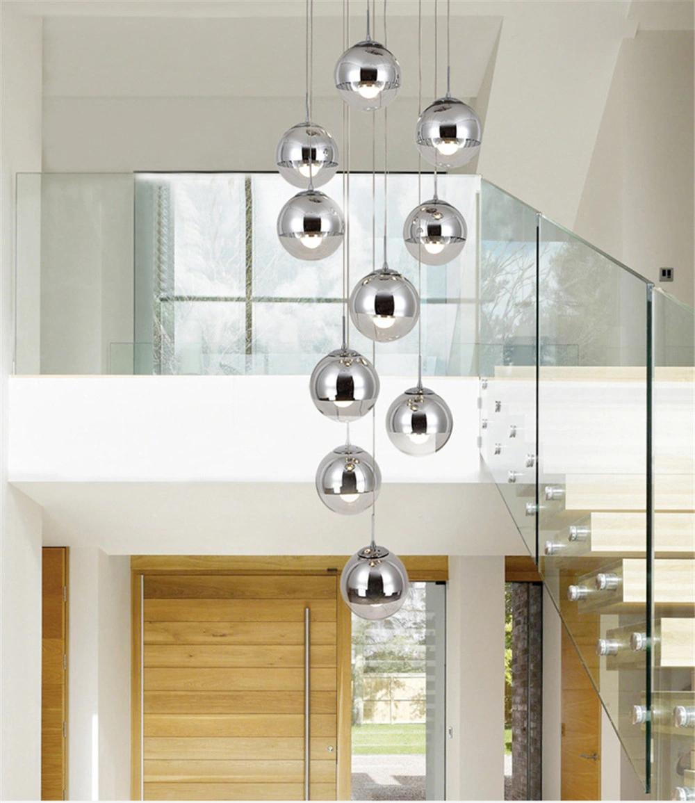 Modern Pendant Lights Silver Mirror Ball Pendant Lamp Globe Glass LED Lamp Living Room Bedroom Home Kitchen Hanging Lamps