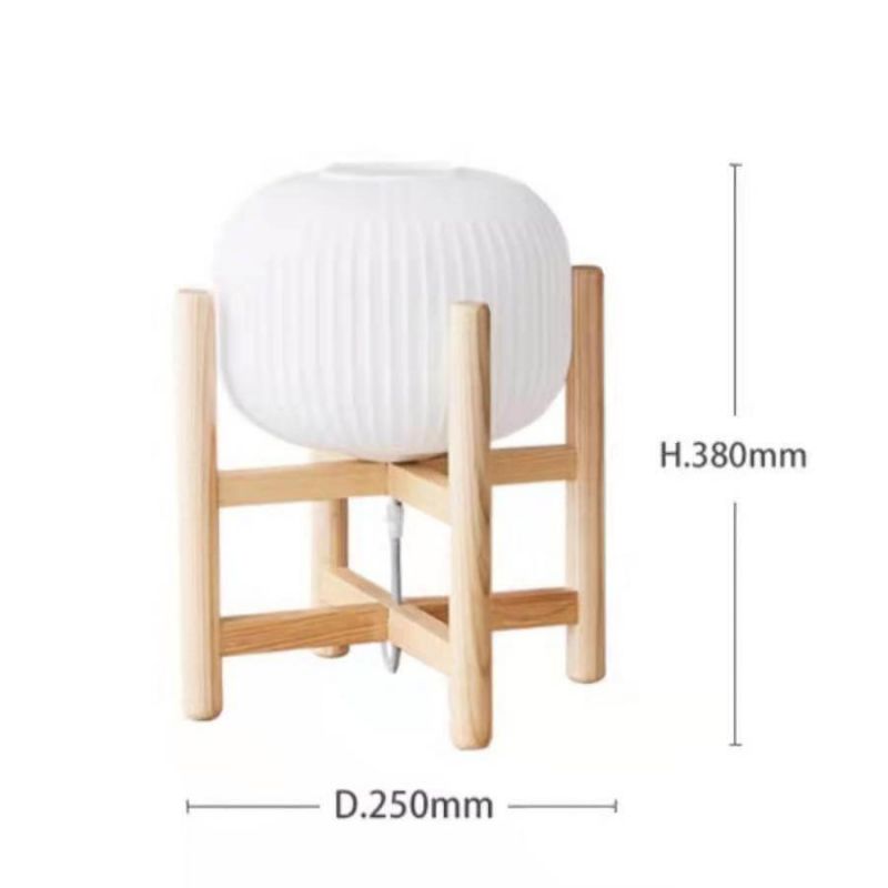 Modern Creative Table Lamp with Wood Base Bedside Nightstand Lamp