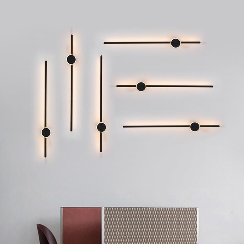 Nordic Simple Design Linear Black LED Wall Light for Hotel