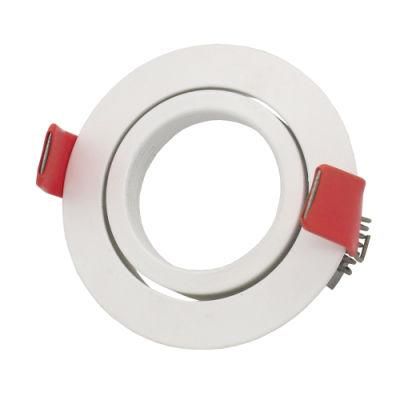 White Round Tilt Halogen LED Downlight Fixture Frame Holder Aluminum (LT2202A)