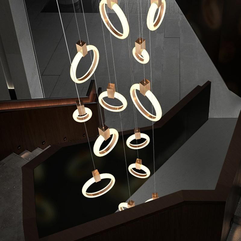Creative Circular Crystal Chandelier restaurant Hotel Bedroom Pendant Lamp Light