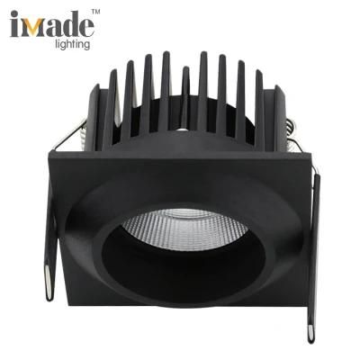 Hotel CCT 50mm Cut out Trimless Dimmable Anti Glare Down Light Square Antiglare COB Ceiling Recessed LED Downlight