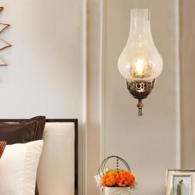 Vintage Metal Wall Glass Light Chinese Style E27 Oil Lamp with Crack Lampshade Vintage Oil Lamp (WH-VR-111)