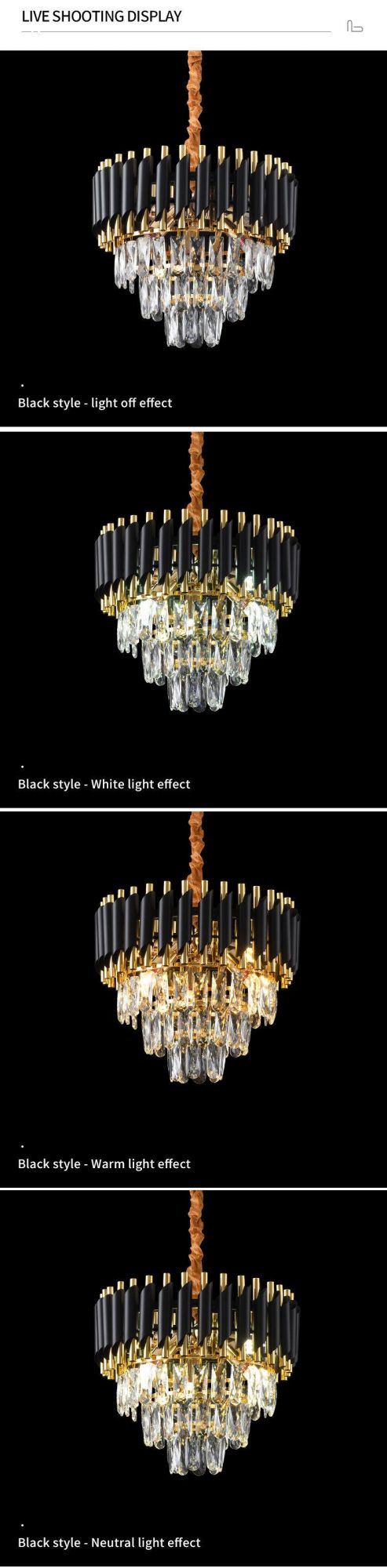 China Factory Small Crystal Natural Crystal Ceiling Pendant Light Black Vintage Crystal Chandelier