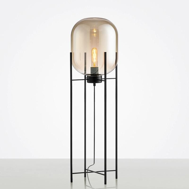 Home Deco Lighting Fixtures LED Living Room Bedroom Smoke Gray Glass Standing Lamp (WH-MFL-28)