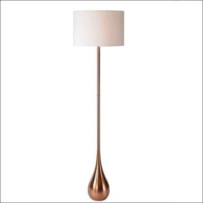 Contemporary Hotel Metal Floor Light Lamp with off-White Fabric Shade