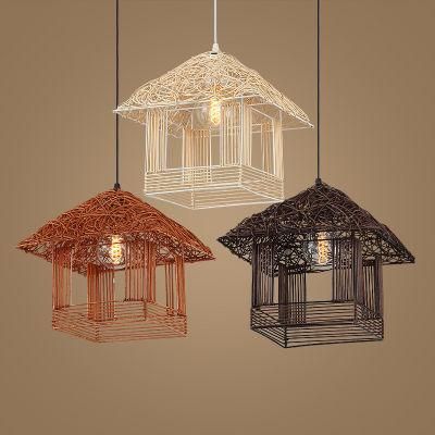 LED Idyllic Rattan Small House Chandelier Weaving Cabin Living Room Lamp Bedroom Warm Creative Personality Restaurant Bamboo Chandelier