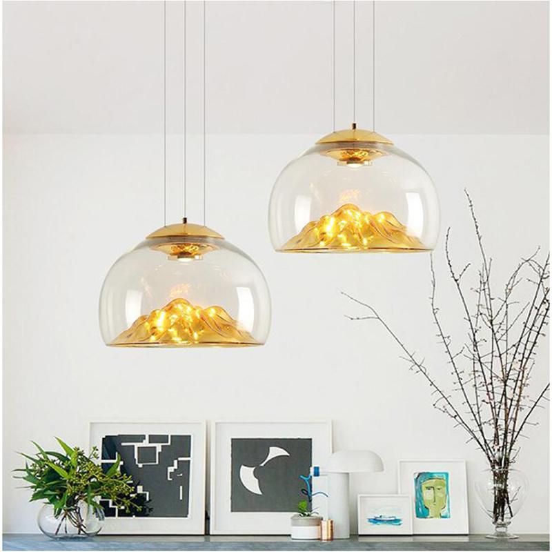 Mountain View Glass Pendant Light Nordic Island Pendant Lights Creative Coffee Bar Lamp (WH-GP-97)