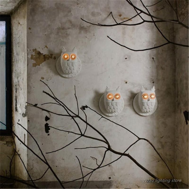 Creative Resin Birds Wall Lamps Bedroom Bedside Lamps White Ceramic Owl Wall Light (WH-VR-67)