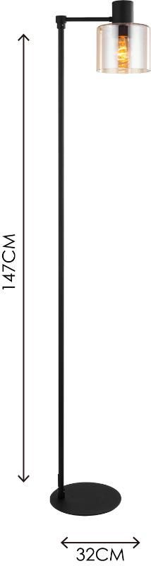 Nordic Floor Stand Lamp with Dimmer Creative LED Light Luxury Living Room Study Room Simple Modern Decorative Amber Glass Floor Light