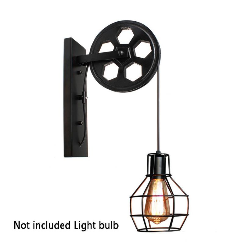 Corridor Living Room E27 Restaurant Rustic Iron Loft Cafe Pulley Wall Lamp (WH-VR-08)