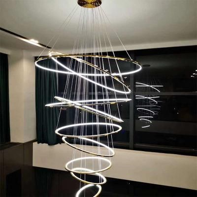 Modern Stainless Steel Creative Large Living Room Villa Staircase Pendant Lamp