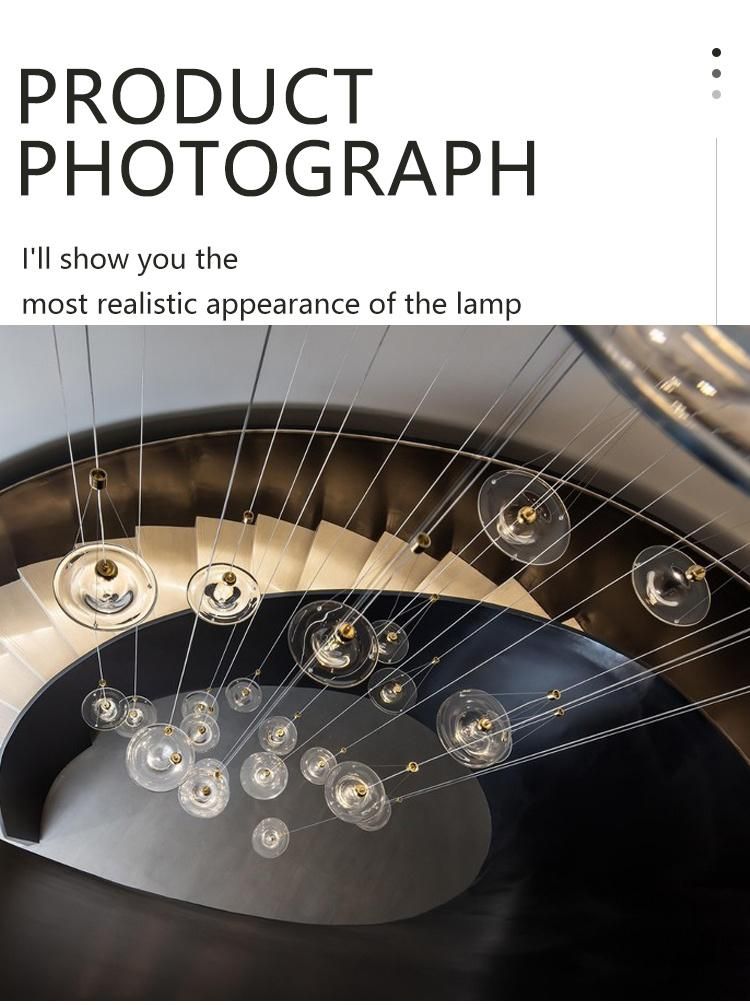 Large Custom Glass Chandelier Long Stair Pendant Light