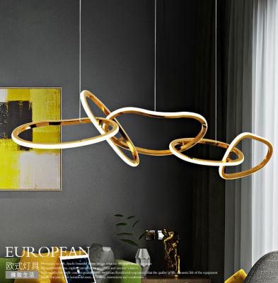 Kitchen Hanging Lighting Modern LED Strip Northern Ring Chandelier Pendant Light Lamps Home Decor
