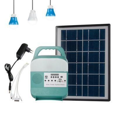 Portable Solar LED Lights with FM Radio /MP3/ Mobile Phone Charger Solar Home or Outdoor Lighting System High Quality Lamp