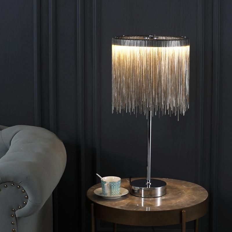Living Room Bedroom Tassel Floor Lamp Aluminum Chain Silver Floor Light Villa Floor Standing Light (WH-MFL-122)