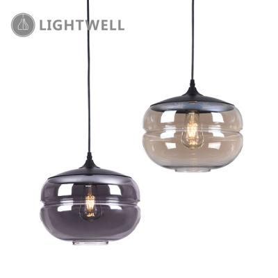 Distinctive Indoor Hotel Hall Hanging Lamp Glass Pendant Lamp with Amber and Smoke Color