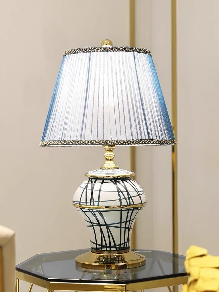 Light Luxury American Table Lamp Ceramic Decorative Art Design Modern Simple Copper Living Room Bedside Bedroom Living Room Lamps