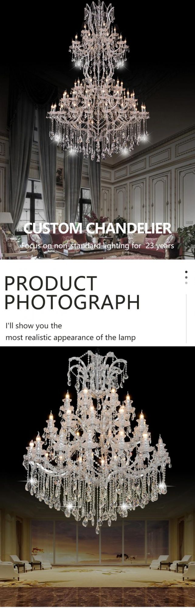 European Style Hotel Lobby Business Center Custom Project Luxury LED Chandelier Light