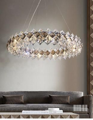 Super Skylite Drop Lights Silver LED Lights for High Ceiling Glass Chandeliers Modern Crystal Ceiling Light LED