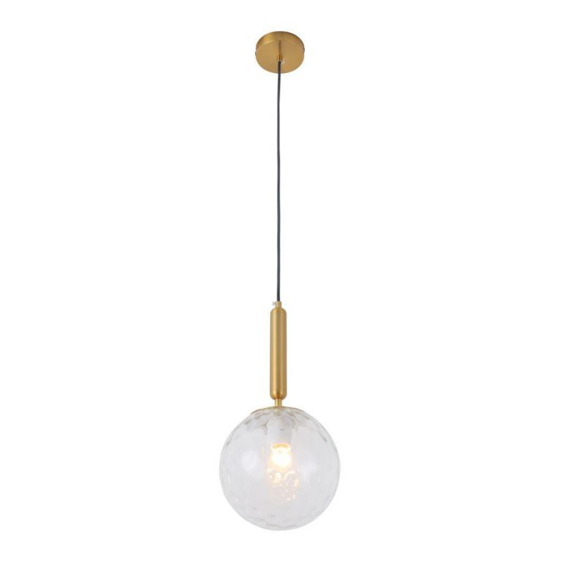 China Manufacture Metal Glass Transparent Single Ball Hanging Lamp Round Iron Chandelier Ceiling Light E27 Indoor Pendant Light