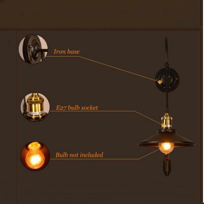 Industry Vintage Retro Loft Wall Lamp Home Goddess Adjustable Iron Pulley Light (WH-VR-41)