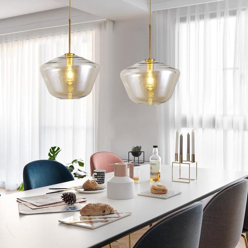 Nordic Design Restaurant Glass Pendant Lamp Bar Creative Cafe Modern Simple Bedroom Bedside Pendant Light