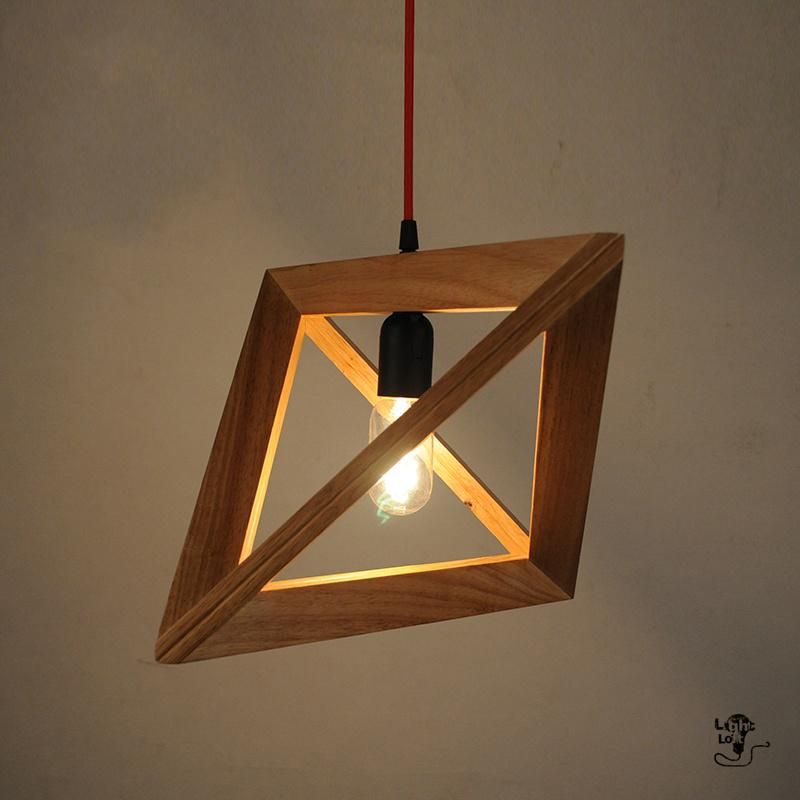 Triangle Rectangle Wood Pendant Hanging Lights for Indoor Home Kitchen Dining Room (WH-WP-14)