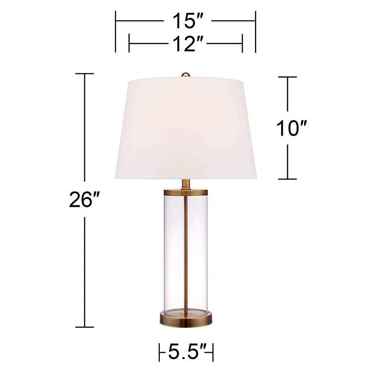 Jlt-4551 Coastal Table Lamp Glass Cylinder with White Drum Shade