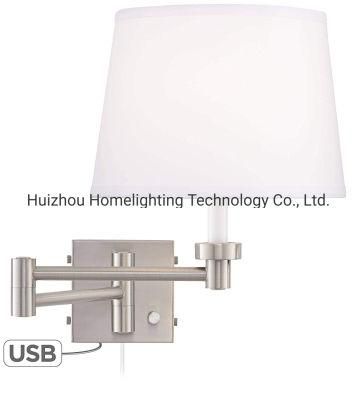 Jlw-7633 Adjustable Swing Arm Wall Lamp with USB Charging Port
