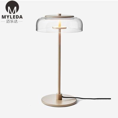 Hotel Modern Transparent Glass Table Desk Lamp for Hotel Project