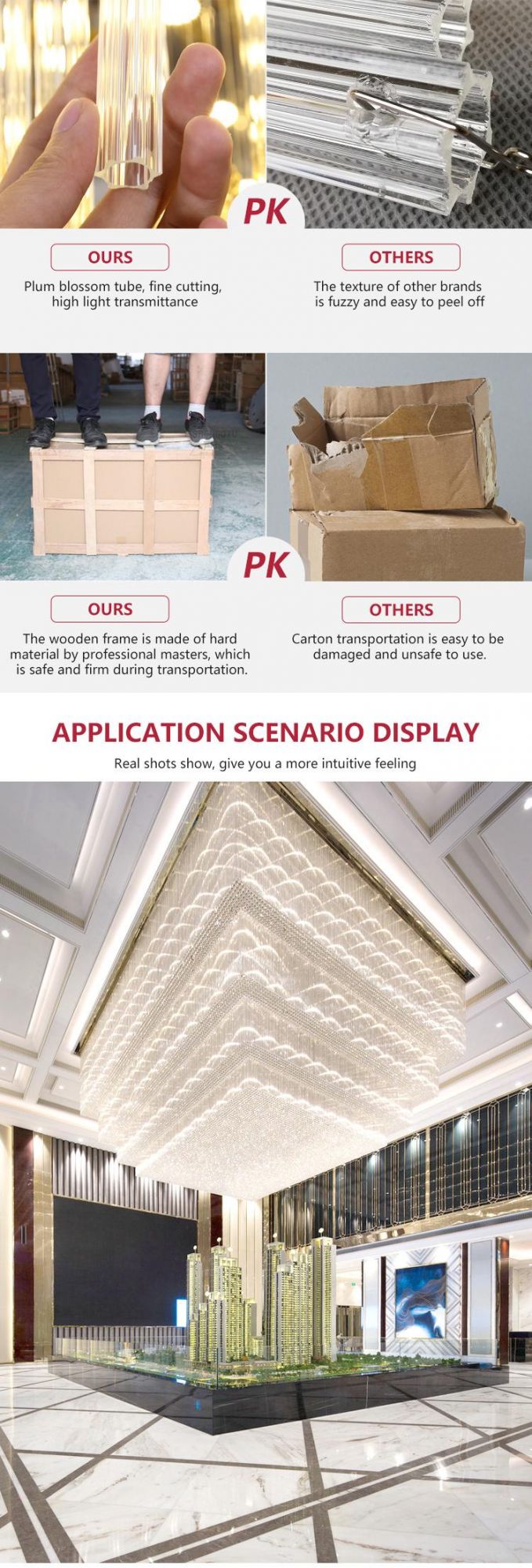 Luxury Light Fixture Modern Stair Hotel Banquet Hall Project Custom Ceiling Chandelier Lamp