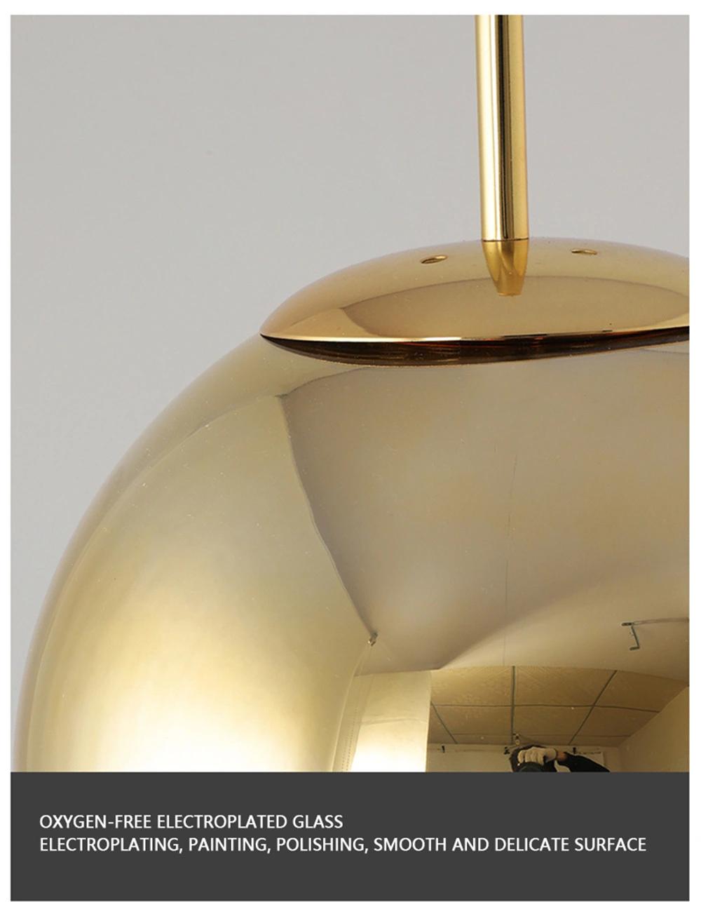 Modern Pendant Lights Silver Mirror Ball Pendant Lamp Globe Glass LED Lamp Living Room Bedroom Home Kitchen Hanging Lamps