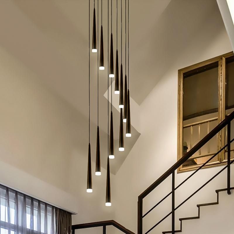 Creative Staircase Revolving Duplex Building Chandelier Long Chandelier Pendant Lamp