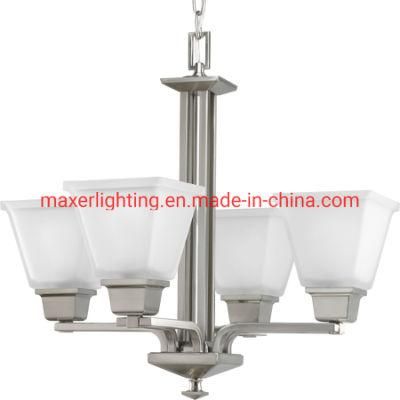 4-Lite Chandelier Pendant Light in Satin Nickel