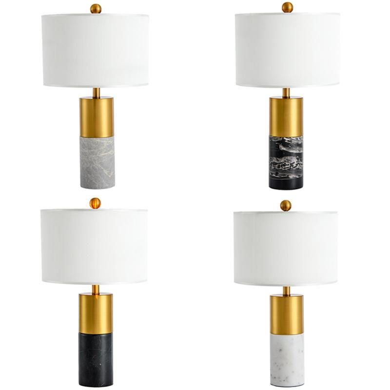 Decorative Light Luxury Creative Designer Bed Side Lamp Modern Minimalist New Contemporary Luxury White Marble Base Golden Desk Light for Hotel Table Lamp