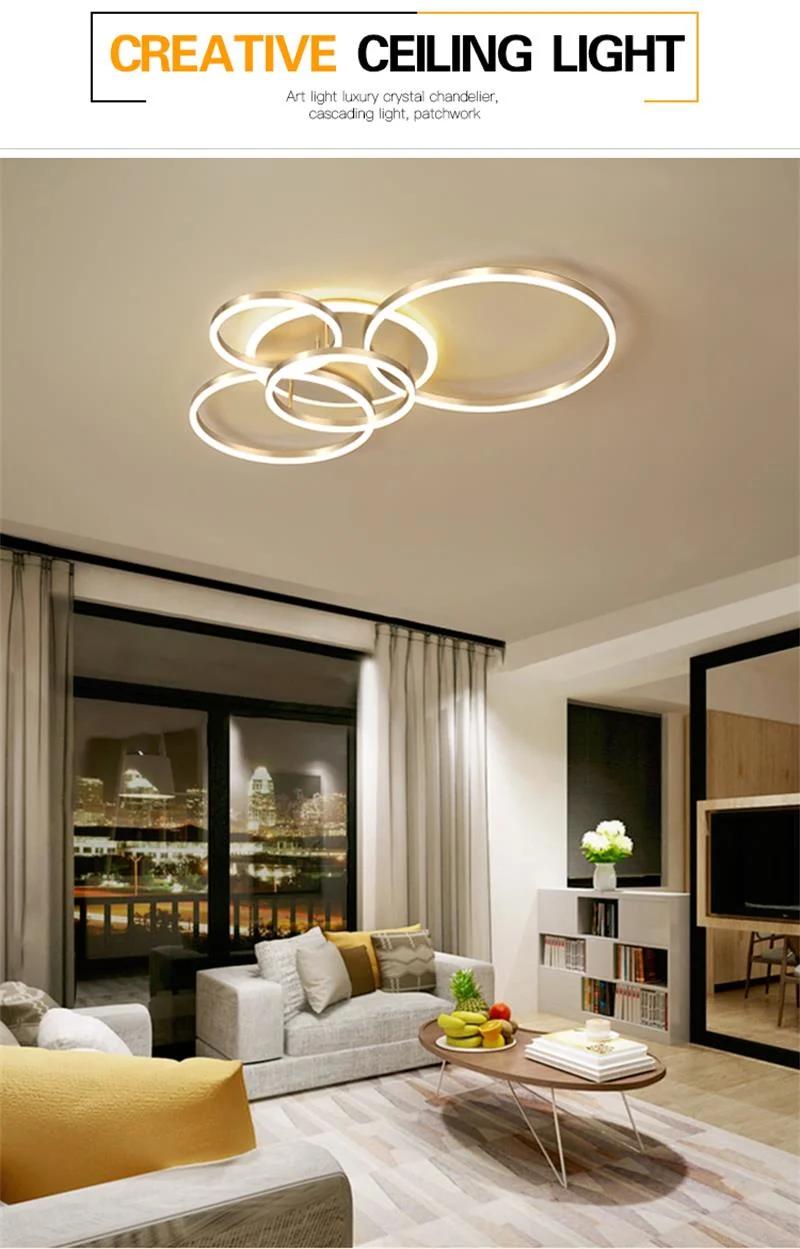 Modern Indoor Luxury Remote Control LED Round Ring Ceiling Light