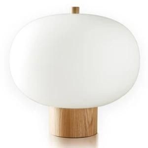 New Post-Modern Minimalist Design LED Table Lamp in 3000K Milk White Glass Wood Base for Home Decoration