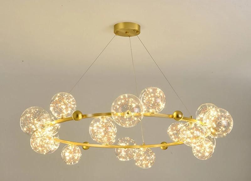 Pendant Lamp Roud Glass Indoor Lighting Modern Chandelier Lamp for Living Room Dining Room